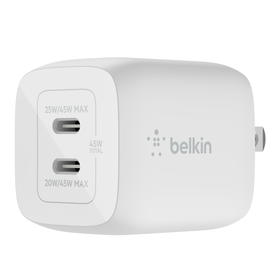 Dual USB-C GaN Wall Charger with PPS 45W, White, hi-res